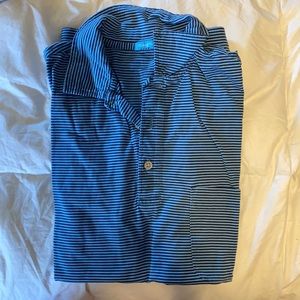 J.McLaughlin Dark and light blue striped medium polo.
